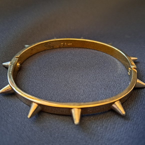 Tom Binns Spike Collar Infinity Bracelet.  Gold band, silver spikes. - Picture 3 of 8